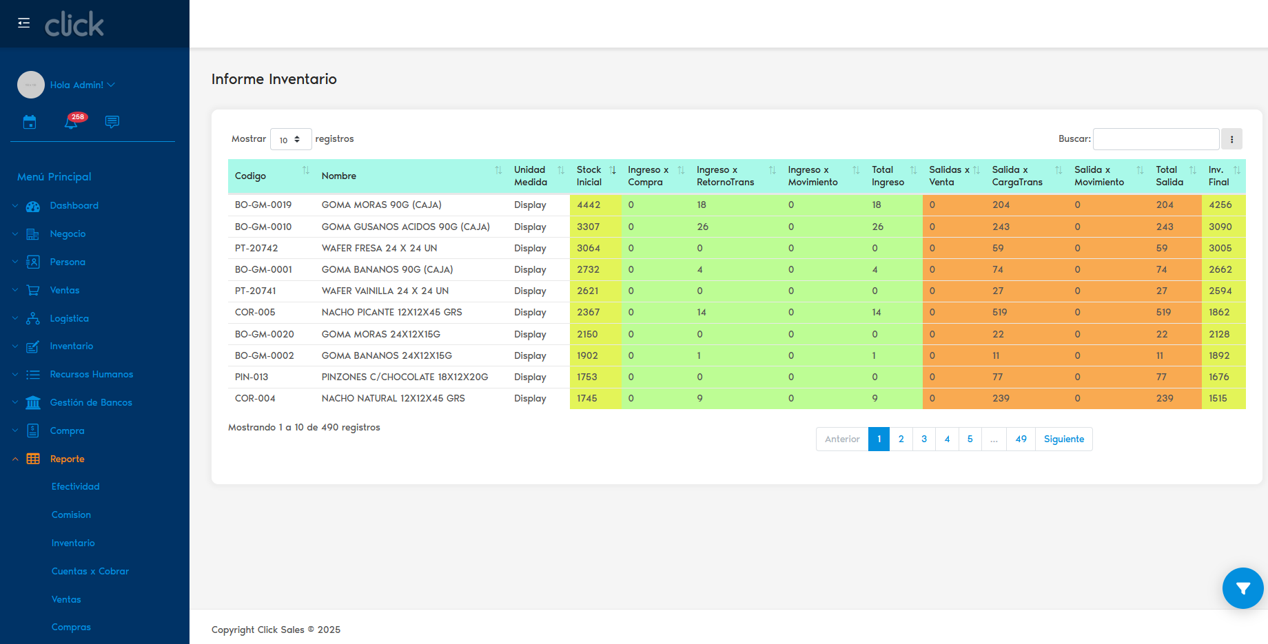 Pantalla Click Sales escritorio